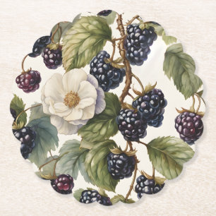 Dessous-de-verre En Papier Cream Regal Elegance Blackberry & Blooms