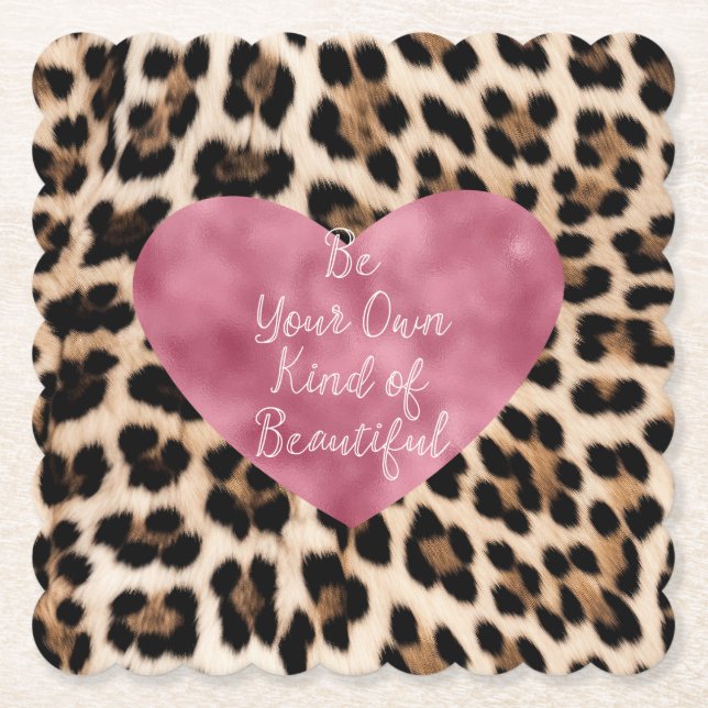 Dessous-de-verre En Papier Creamy Brown Black Leopard Coeur Belle (Devant)