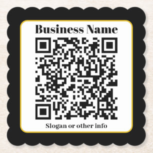 Dessous-de-verre En Papier Create Your Own QR Code   Black White Gold Border