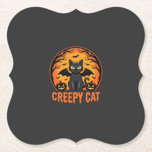 Dessous-de-verre En Papier Création graphique de chat effrayant Halloween cha