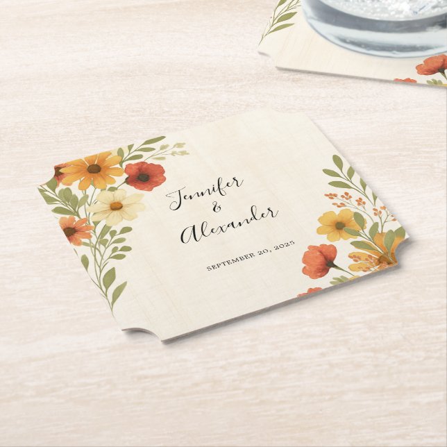 Dessous-de-verre En Papier Créez votre propre mariage de couleur aquarelle ru (Incliné)