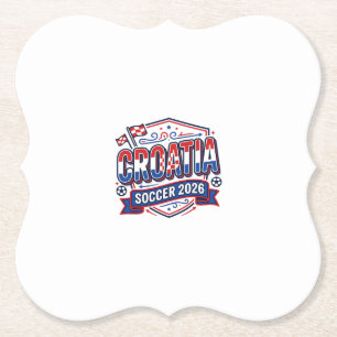 Dessous-de-verre En Papier Croatie Football 2026 Football Gras Typographie Pa