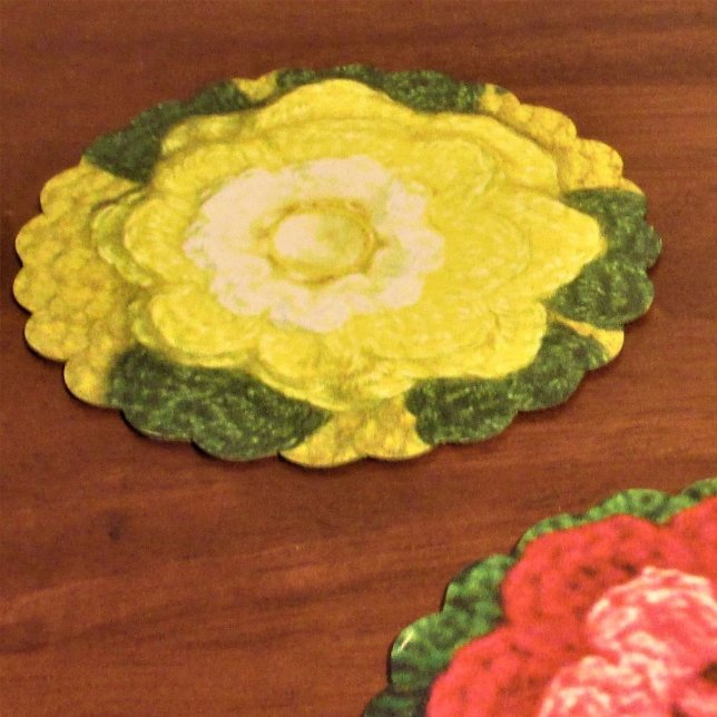 Dessous-de-verre En Papier Crochet du concepteur de fleurs jaunes Imprimable  (Créateur téléchargé)