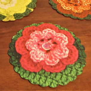 Dessous-de-verre En Papier Crochet Rosy Flower Designer Imprimer Favorite Réu