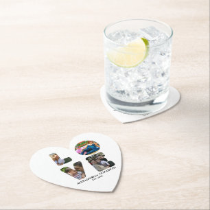 Dessous-de-verre En Papier Custom modern love 4 photo collage pour couples