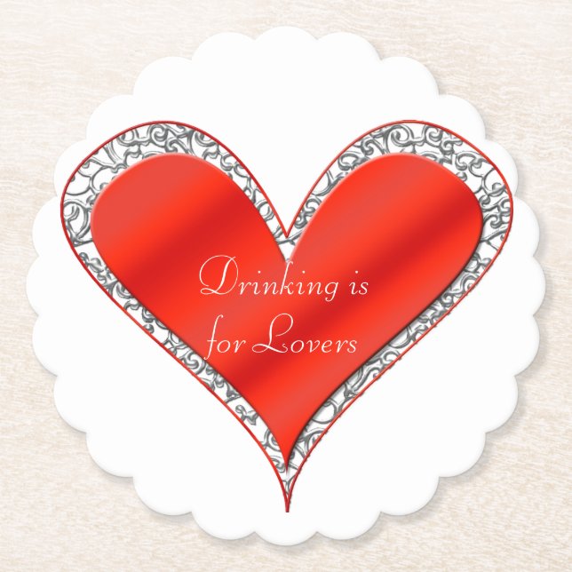 Dessous-de-verre En Papier Customisé Saint Valentin Dessous de verre Coeur (Devant)