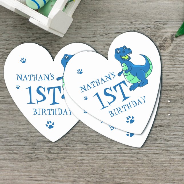 Dessous-de-verre En Papier Cute Blanc Bleu Paw Dinosaur Thème Anniversaire (Cute White Blue Paw Dinosaur Themed Birthday Party Paper Coaster)