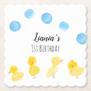 Dessous-de-verre En Papier Cute Canards Hand Watercolor fête d'anniversaire 