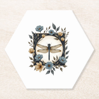Dessous-de-verre En Papier Cute Cottagecore Floral Dragonfly Aesthetic Girls 