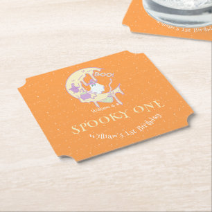 Dessous-de-verre En Papier Cute Ghost Éffrayant One Boy Halloween 1er Anniver