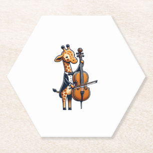 Dessous-de-verre En Papier Cute Giraffe Jouer Cello Giraffes Musicien Musique