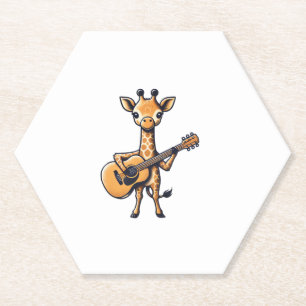 Dessous-de-verre En Papier Cute Giraffe Jouer Guitare Giraffes Musicien Musi