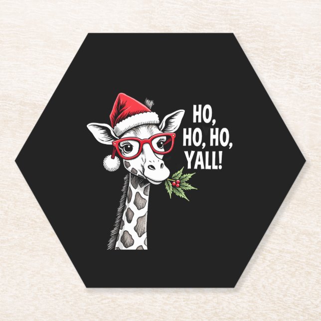Dessous-de-verre En Papier Cute Giraffe With Santa Hat Merry Xmas Giraffe Lov (Devant)