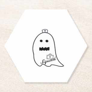 Dessous-de-verre En Papier Cute infirmière fantôme Halloween à la main à l'hô