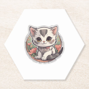 Dessous-de-verre En Papier Cute Kawaii Kitten