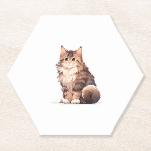 Dessous-de-verre En Papier Cute Kawaii Maine Coon Big Chat
