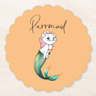 Dessous-de-verre En Papier Cute Kitten Purrmaid - Fun Mermaid Design de chat