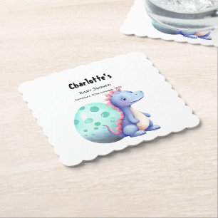 Dessous-de-verre En Papier Cute Little Watercolor Baby shower Dinosaur