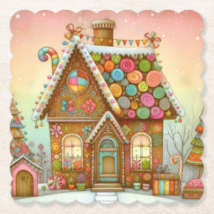 Dessous-de-verre En Papier Cute, maison de pain d'épices