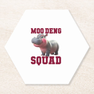 Dessous-de-verre En Papier Cute MOO DENG SQUAD Baby Hippo Team Cheer Girls Te