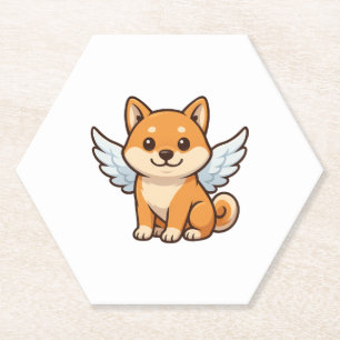 Dessous-de-verre En Papier Cute Shiba Inu angel dessin animé bonheur de chien