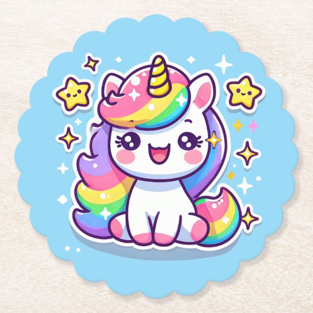 Dessous-de-verre En Papier Cute Unicorn (Devant)
