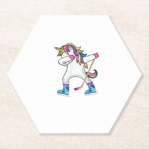 Dessous-de-verre En Papier Dabbing Unicorn Avec Bâton De Hockey Unicorn Sport