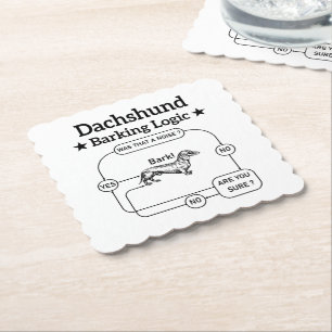 Dessous-de-verre En Papier Dachshund Logique d'écorce Drôle Weiner Chien Sarc