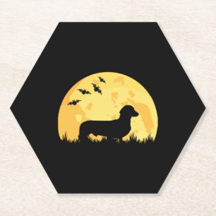 Dessous-de-verre En Papier Dachshund Moon Halloween Dachshund Amateurs