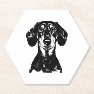 Dessous-de-verre En Papier Dachshund Portrait minimaliste Vêtements