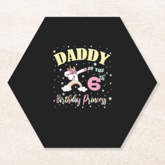 Dessous-de-verre En Papier Daddy Of The 6th Birthday Princess - 6 Year Old Un
