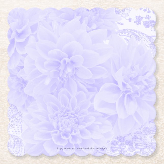 Dessous-de-verre En Papier Dahlias En Bleu (Devant)