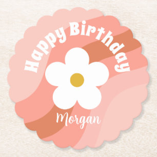 Dessous-de-verre En Papier Daisy Terracotta Peach Retro Party Cupcakes