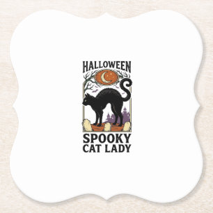 Dessous-de-verre En Papier Dame de chat d'Halloween Vintage T-shirt de chat n