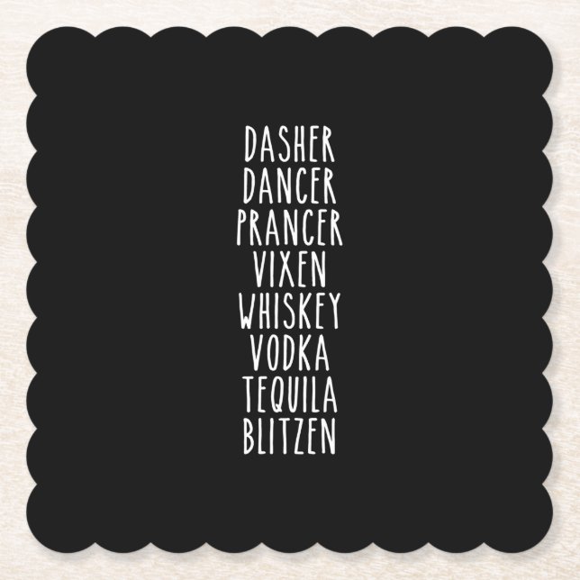 Dessous-de-verre En Papier Dasher Dancer Prancer Vixen Whiskey Vodka (Devant)