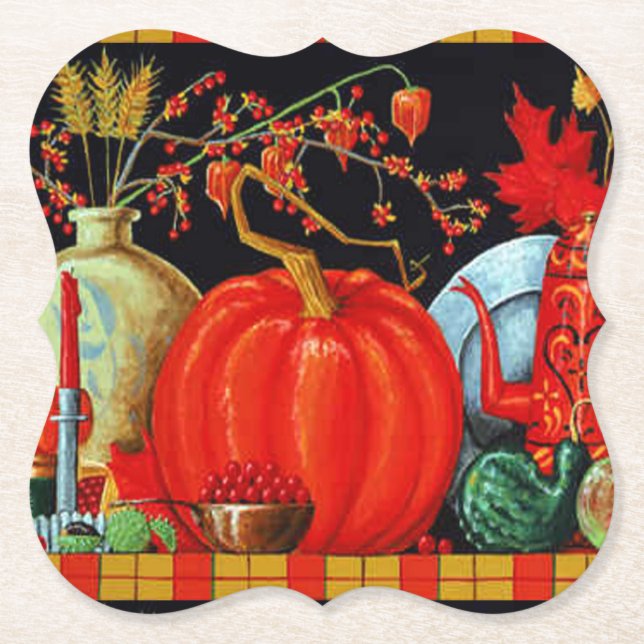 Dessous-de-verre En Papier Décoration Citrouille Festive d'automne (Devant)