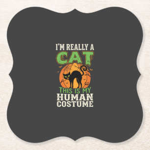 Dessous-de-verre En Papier Déguisement humain de chat pour Halloween design a