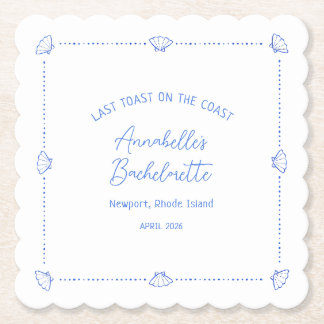 Dessous-de-verre En Papier Dernier toast sur la Côte Bachelorette Party Blue