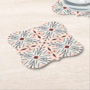 Dessous-de-verre En Papier Design géométrique rose Floral Carreaux Boho