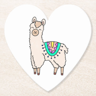 Dessous-de-verre En Papier dessin animé de llama alpaga souriant