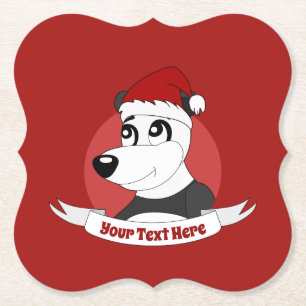 Dessous-de-verre En Papier Dessin animé de Noël avec un ours panda mignon en 
