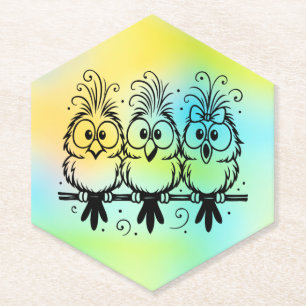 Dessous-de-verre En Papier Dessin Animé Oiseaux Drôles-56456