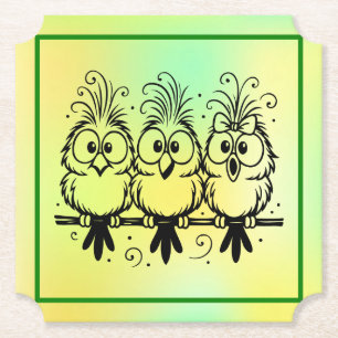 Dessous-de-verre En Papier Dessin Animé Oiseaux Drôles-56456