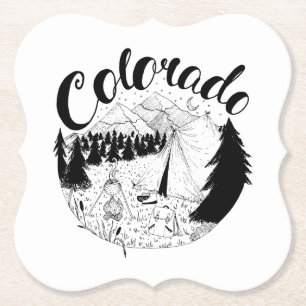 Dessous-de-verre En Papier Dessin d'encre du Camping du Colorado