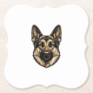 Dessous-de-verre En Papier Dessin vectoriel de chien de berger de gravure vin