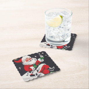 Dessous-de-verre En Papier Dessous de verre de fête vintage rétro de Noël Pèr