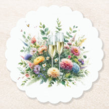 Dessous de verre de jardin floral pour Champagne