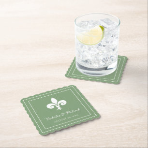 Dessous-de-verre En Papier Dessous de verre de papier Mariage Moss Green Fleu