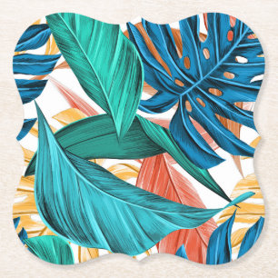Dessous-de-verre En Papier Dessous de verre de papier motif d'été tropical