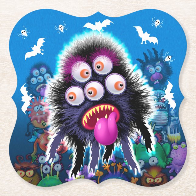 Dessous-de-verre En Papier Dessous de verre d'Halloween Monster Personnalisé. (Devant)